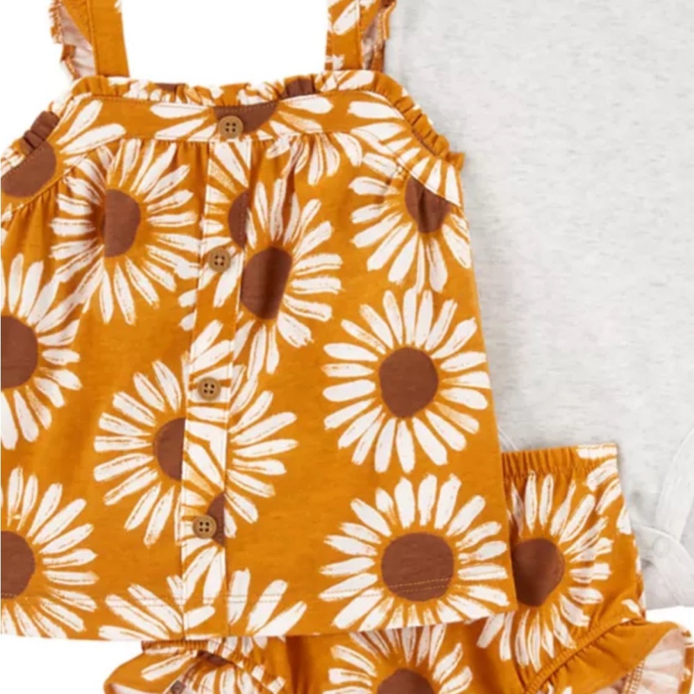 Carter’s Baby Girl’s Orange Floral Top and Shorts Set Size 9M NWT